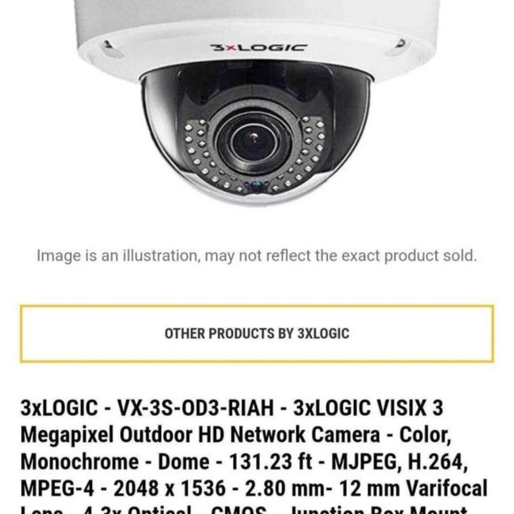 3xLOGIC VISIX 3MP Outdoor Infrared LED Heated HD Network Dome Camera Security - Picture 7 of 9